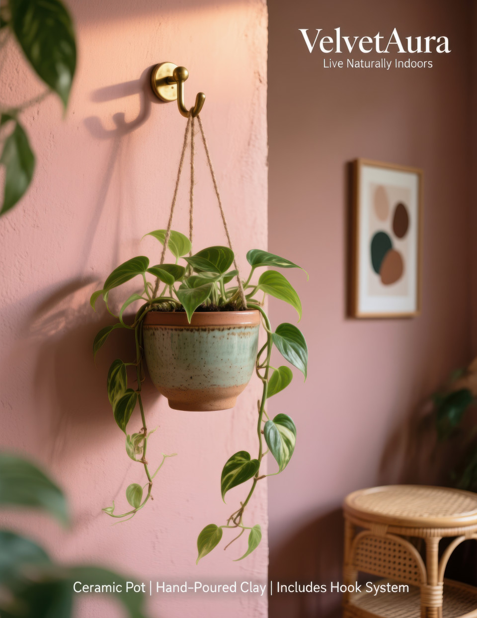 Black framed terrarium with succulents and pebbles on light wood desk, styled with mug, notebook, and laptop in clean scandinavian office