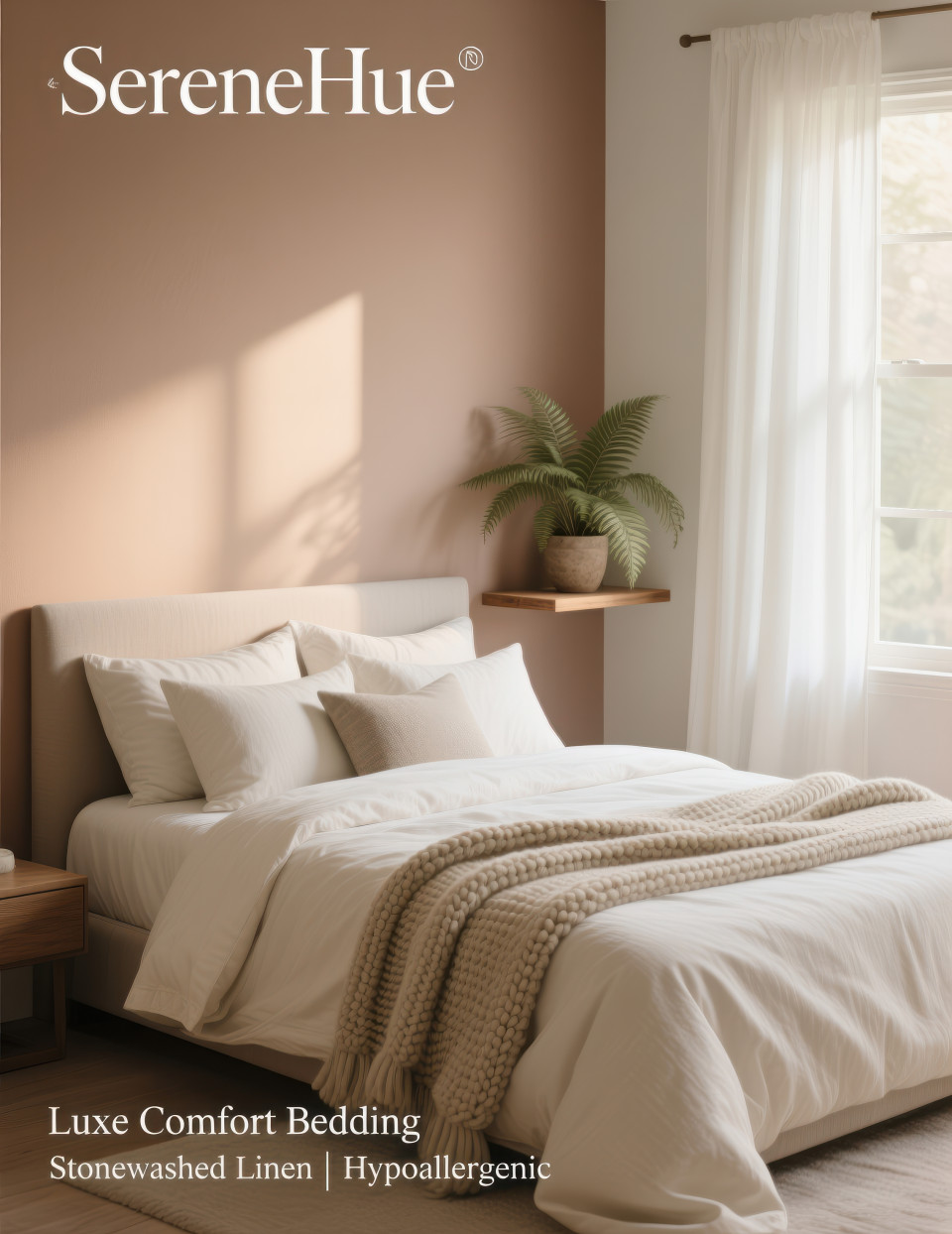 Handwoven moroccan rug in terracotta and maroon tones, styled with green velvet sofa, brass table, and pottery in warm earthy living room