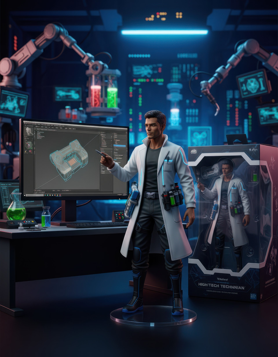 Craft high-tech lab figurines using gemini prompt