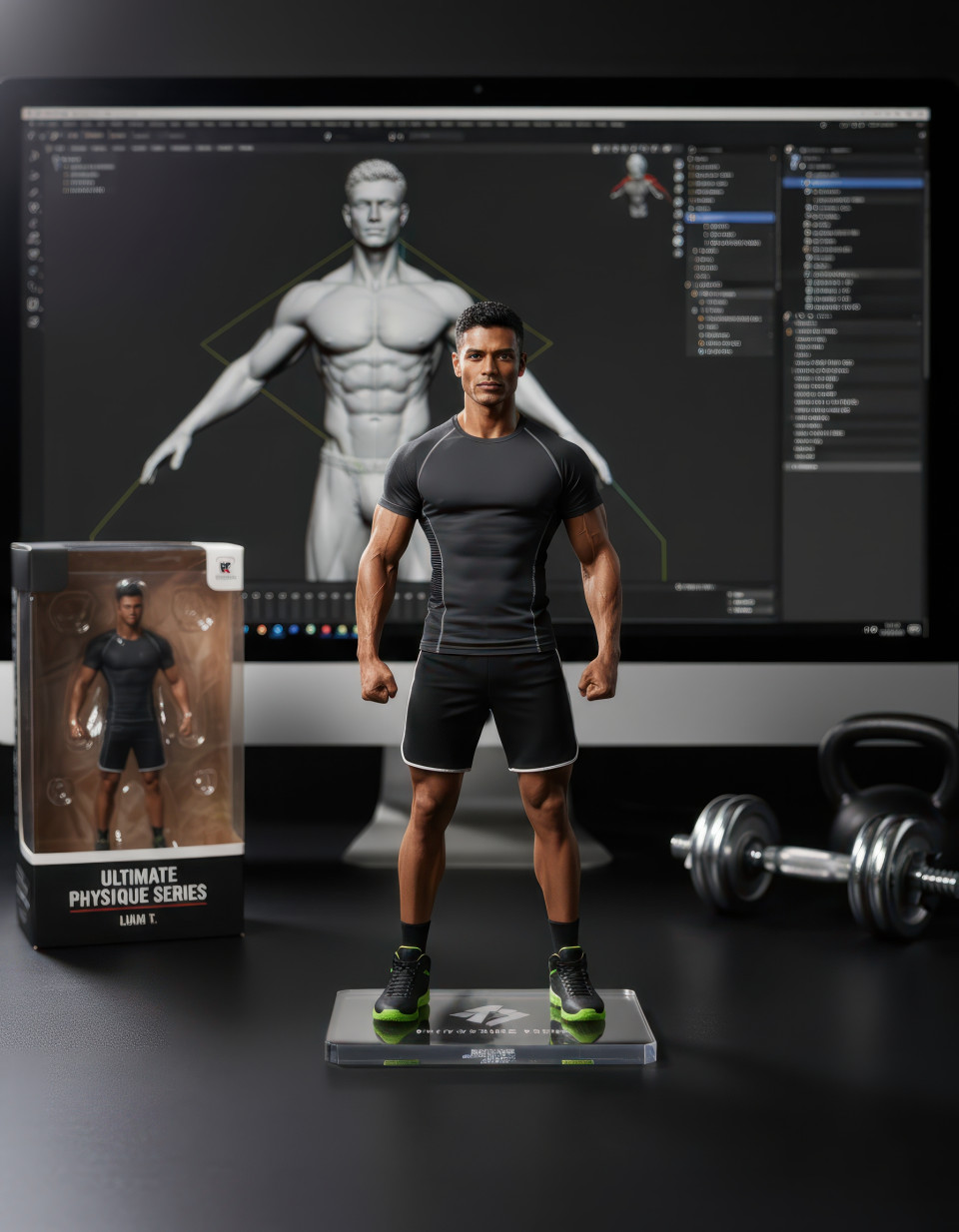 A fitness trainer in a gym figurine google gemini prompt