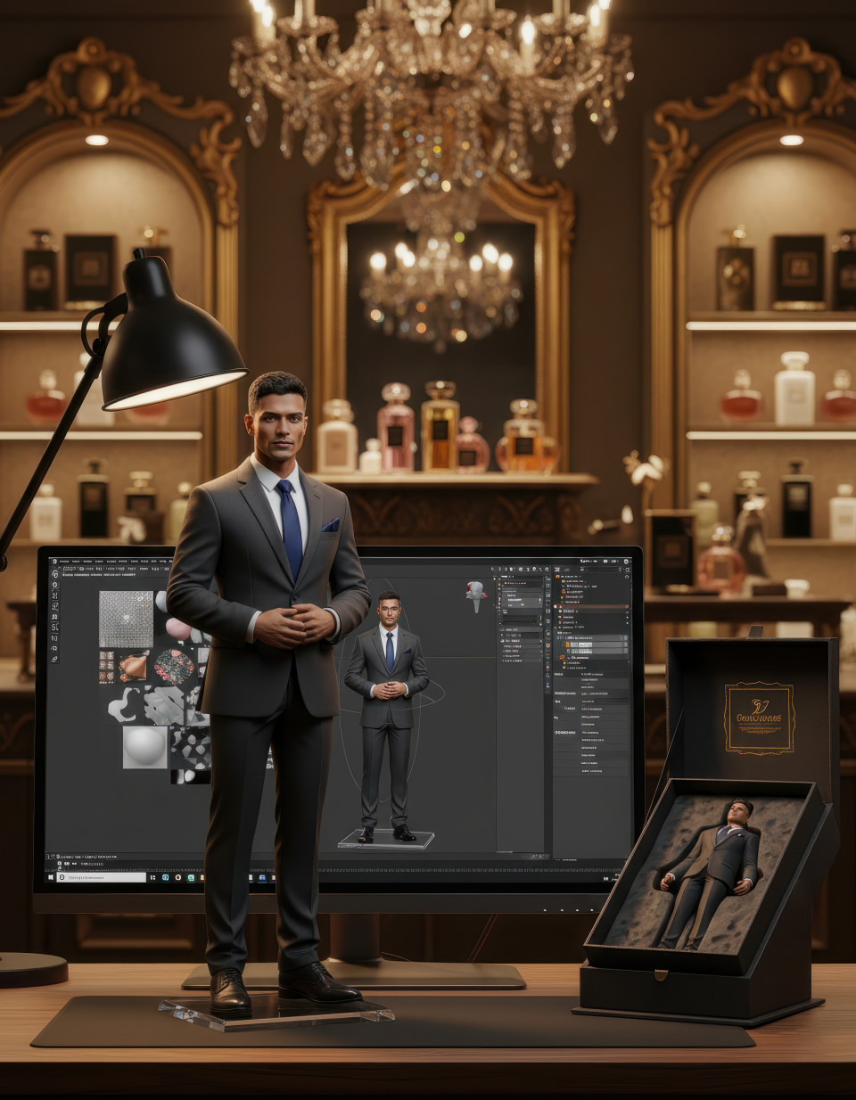 Transform ideas into perfume shop figurines via gemini prompt