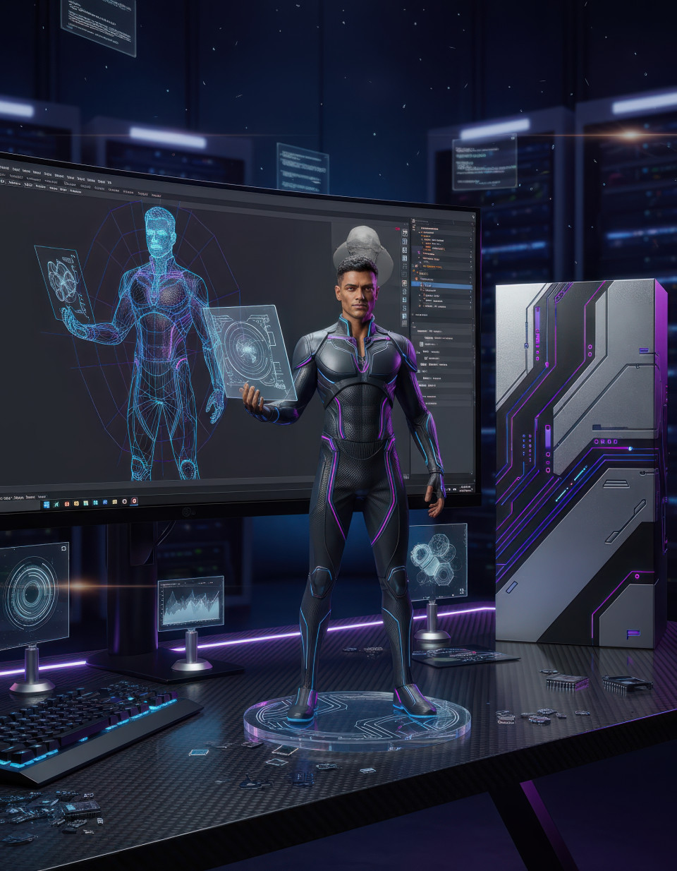 A data scientist in a high-tech analytics lab figurine google gemini prompt