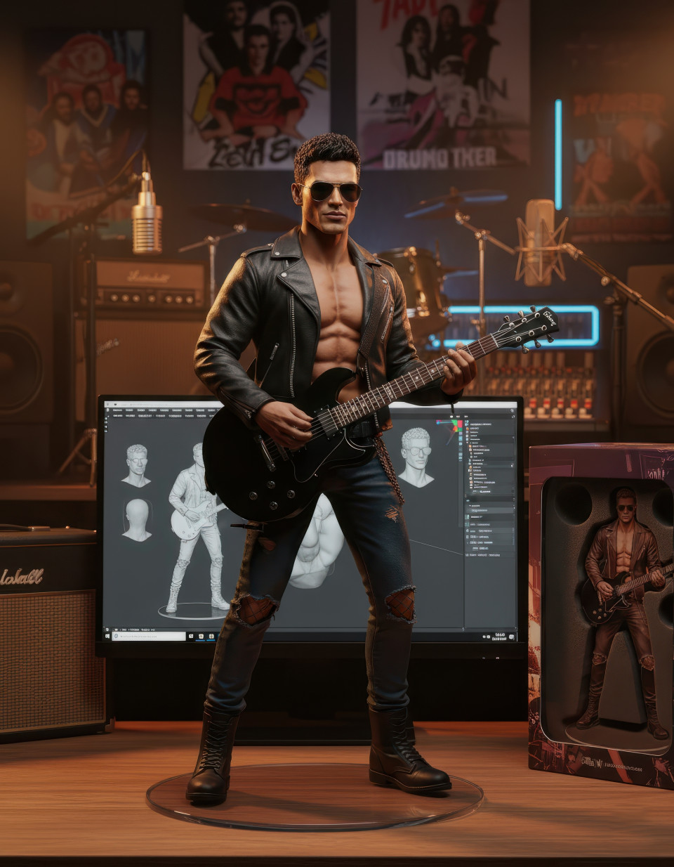 Design music studio figurines with google gemini prompt