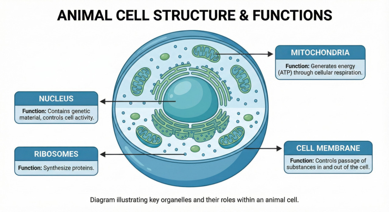 Google gemini prompt for animal cell structure and organelles diagram