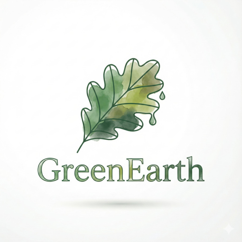 Line art oak leaf wordmark logo for sustainability theme