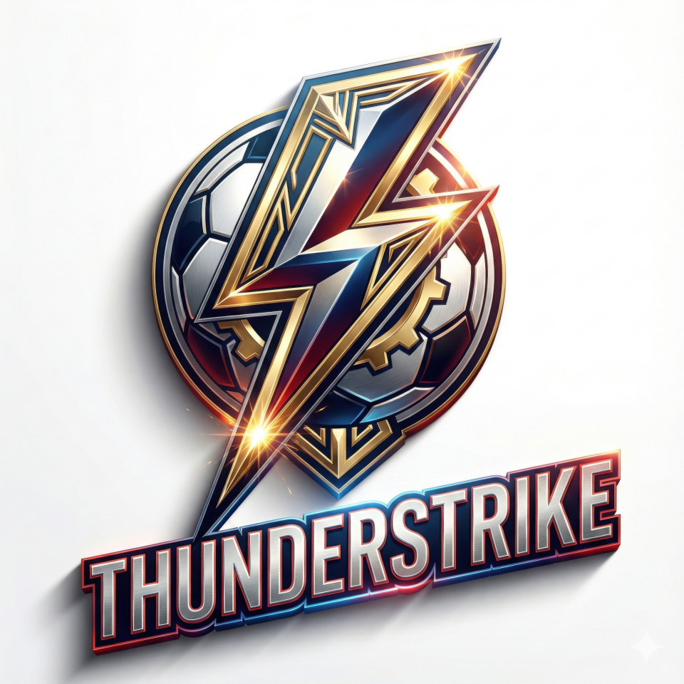 Thunderbolt mascot logo with soccer ball in bold 3d style
