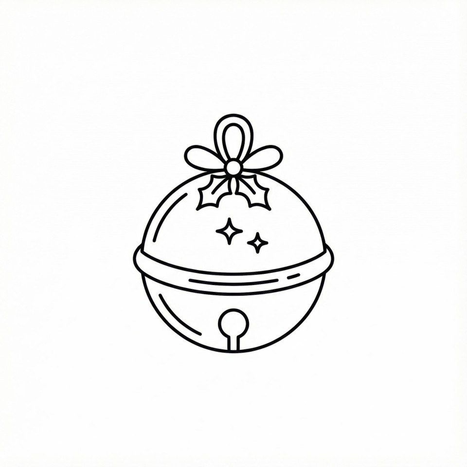 Classic jingle bell in smooth monoline doodle illustration google gemini prompt