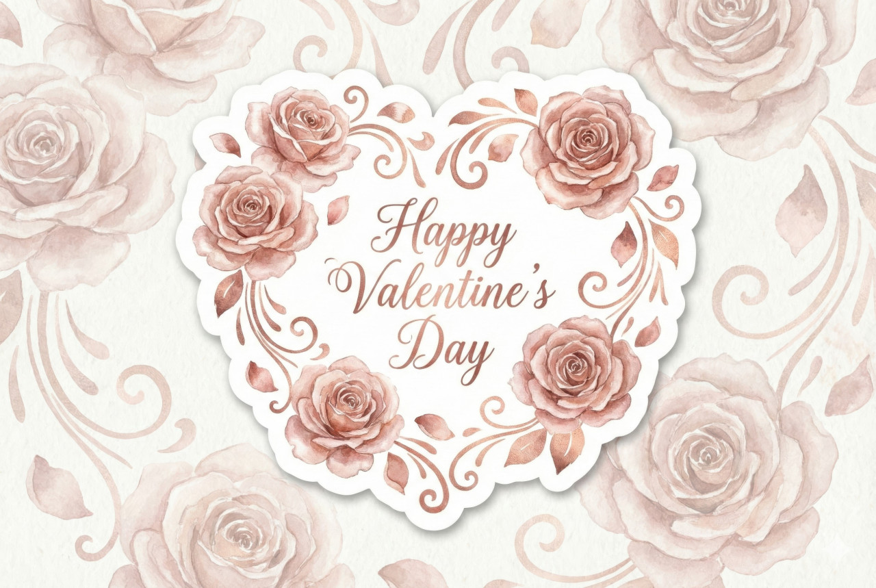 Watercolor roses with petals and swirls for valentine’s day sticker google gemini prompt