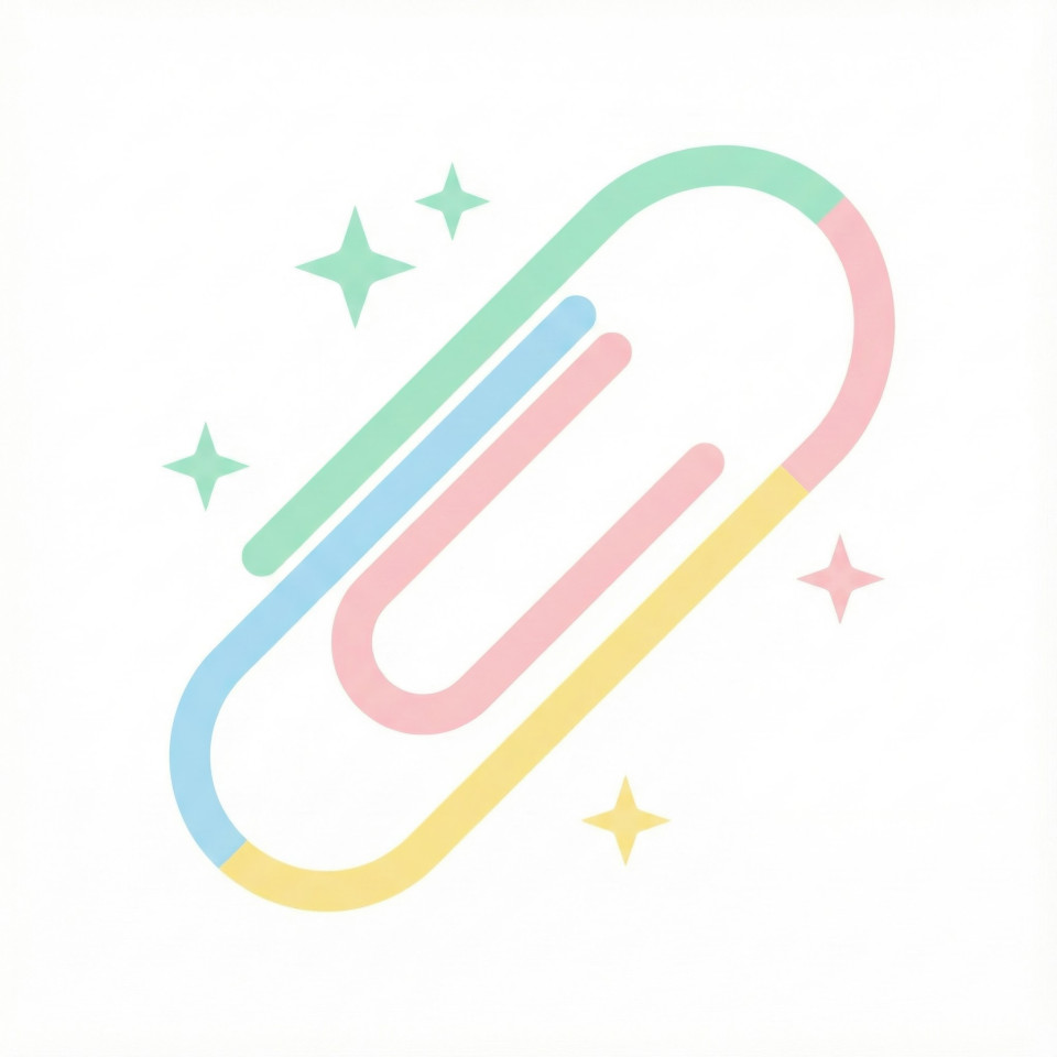 Flat vector paperclip with sparkles and curved lines google gemini prompt