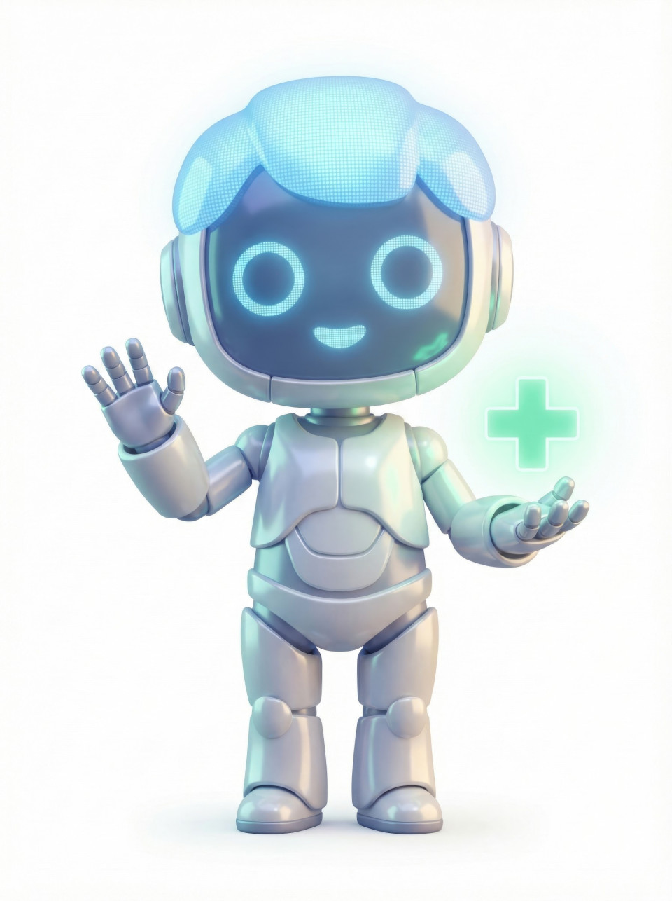 Medical support robot in soft digital cartoon, character design google gemini prompt
