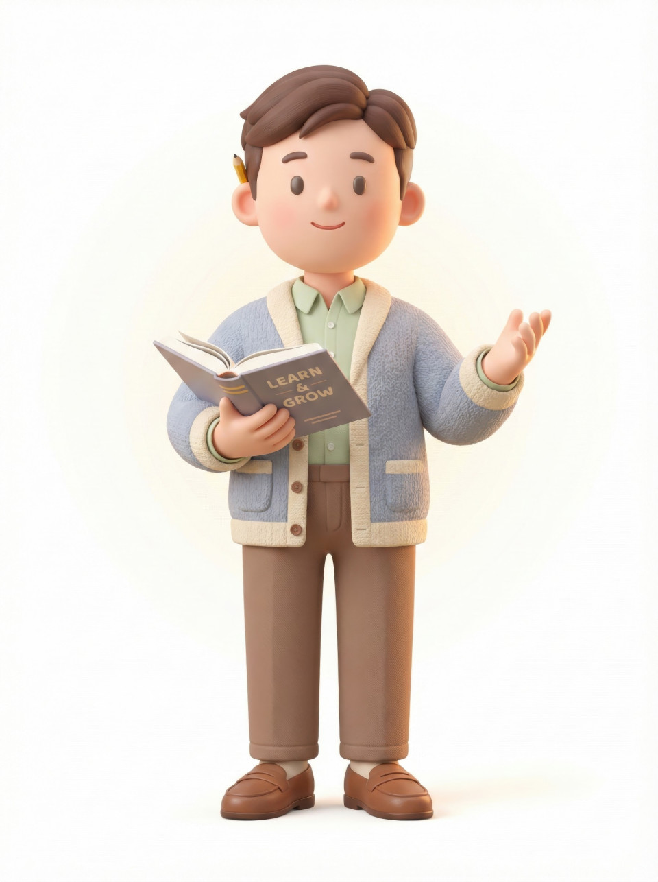 Friendly teacher cartoon for e-learning, character design google gemini prompt