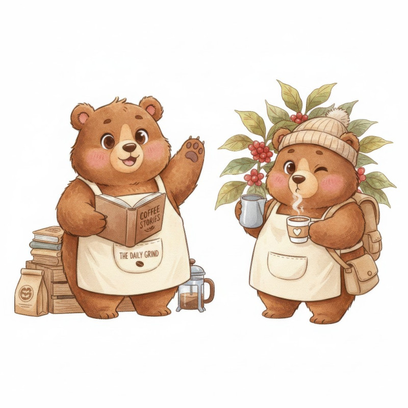 Cozy coffee shop anthropomorphic mascot google gemini prompt