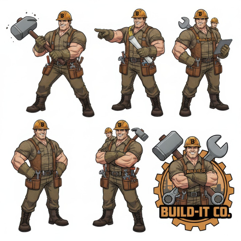 Construction contractor human mascot google gemini prompt