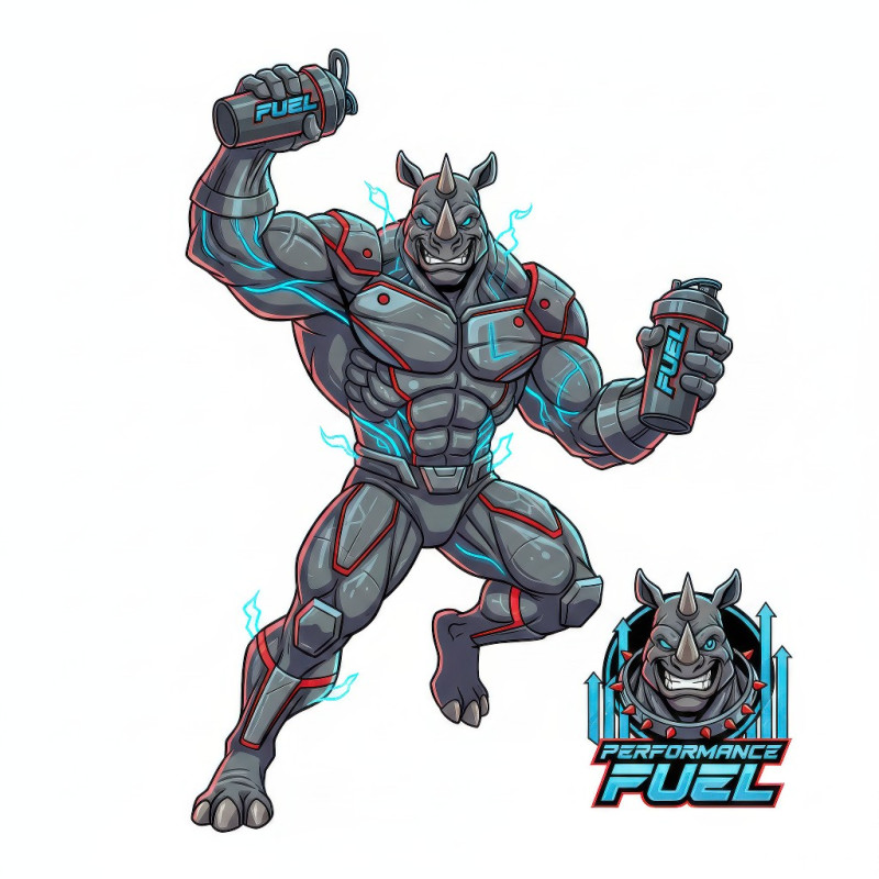Hybrid strength fitness mascot google gemini prompt
