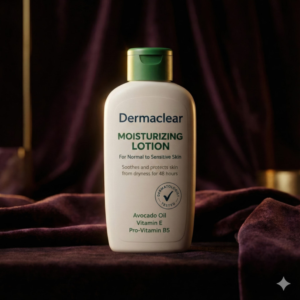 Dramatic luxury skincare product in dark cinematic studio