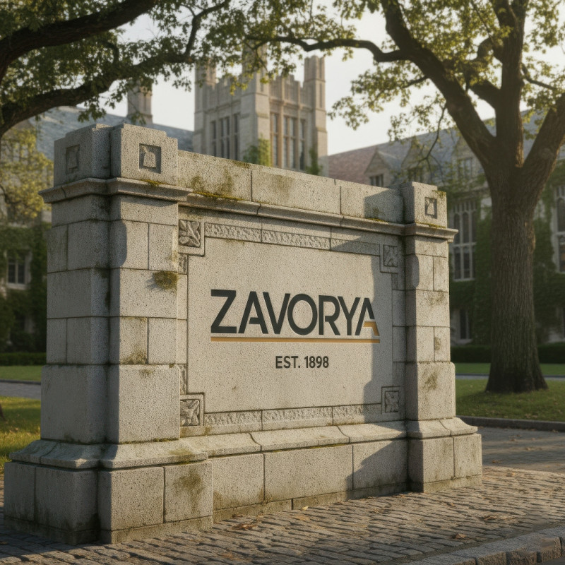 University campus stone sign logo branding mockup