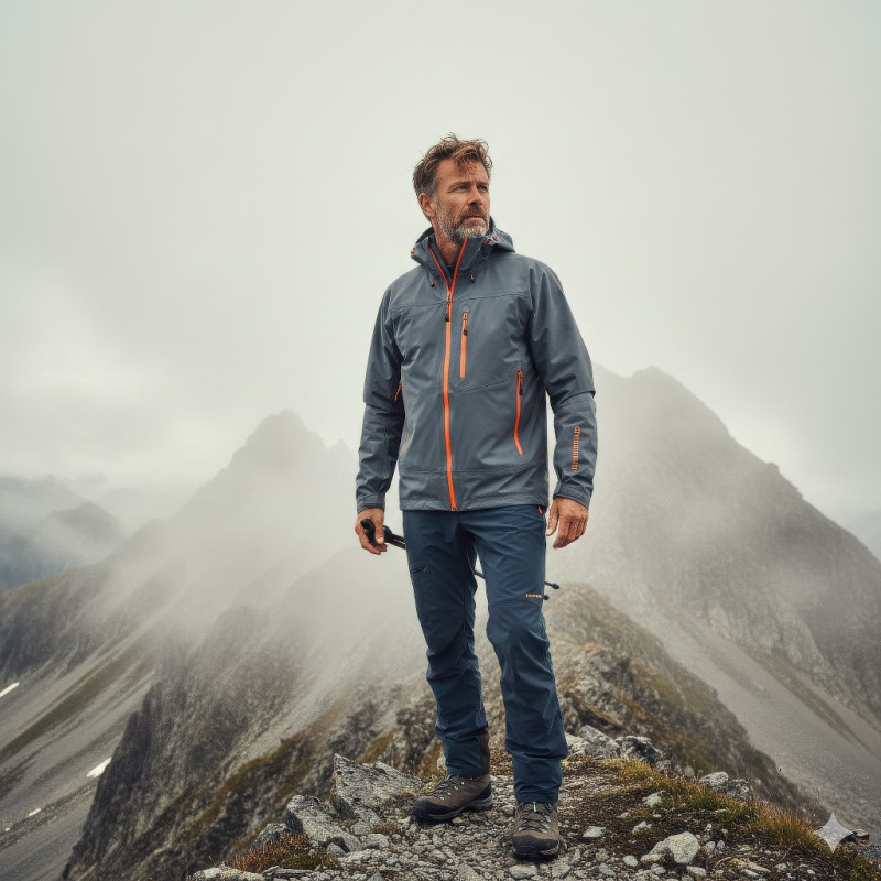 Outdoor adventure portrait of man in alpine landscape