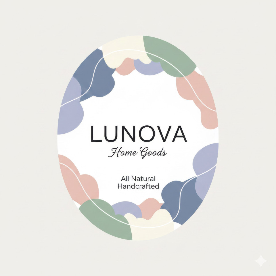 Minimal home goods label oval vector design google gemini prompt