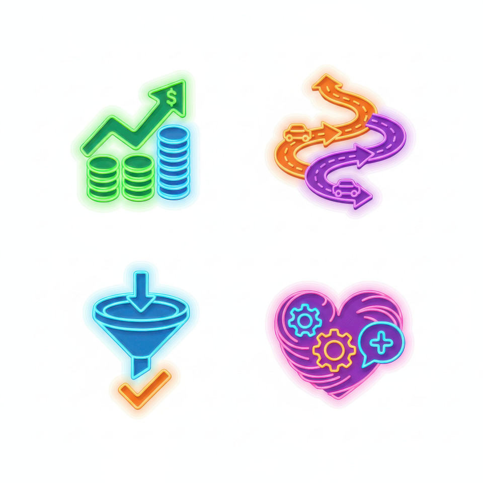 Neon 3d data analytics icons for ios dashboard interface google gemini prompt