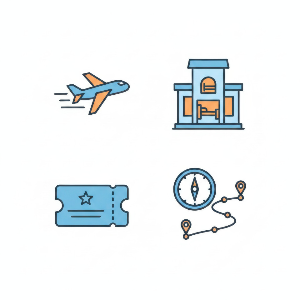 Duotone travel booking icons for android app interface google gemini prompt