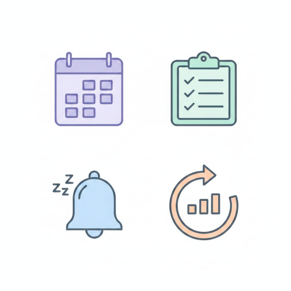 Flat system calendar task reminder icons for web interface google gemini prompt