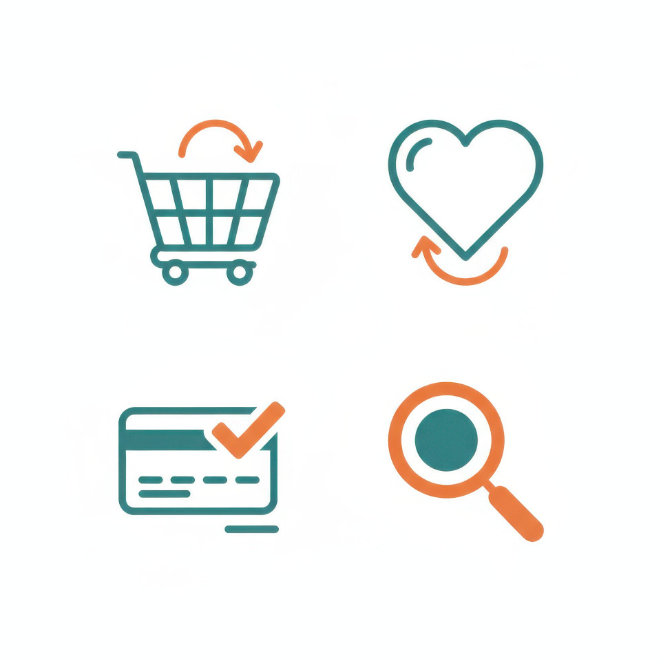 Flat interaction shopping cart and checkout icons for web ui google gemini prompt