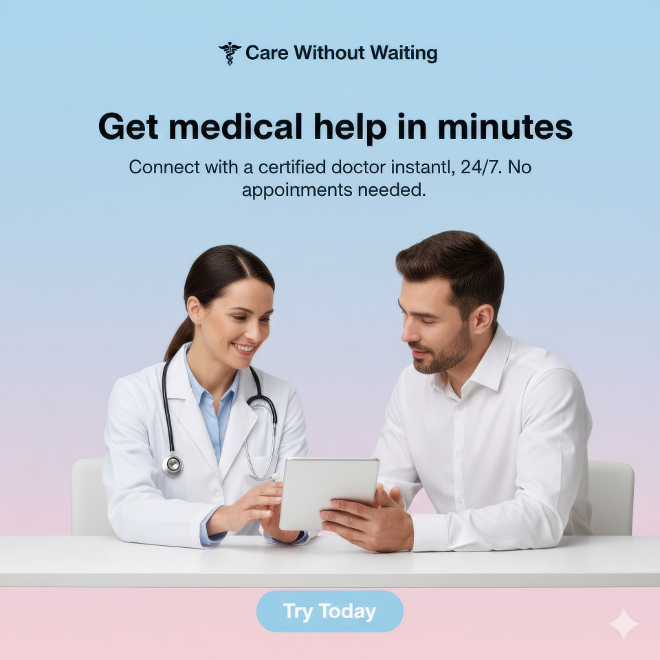 Doctor consultation minimalist social media ad google gemini prompt