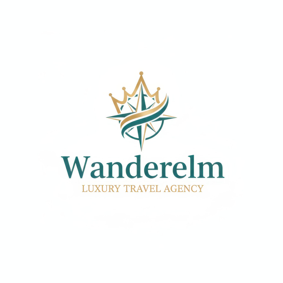 Luxury travel agency logo design in teal and champagne colors google gemini prompt