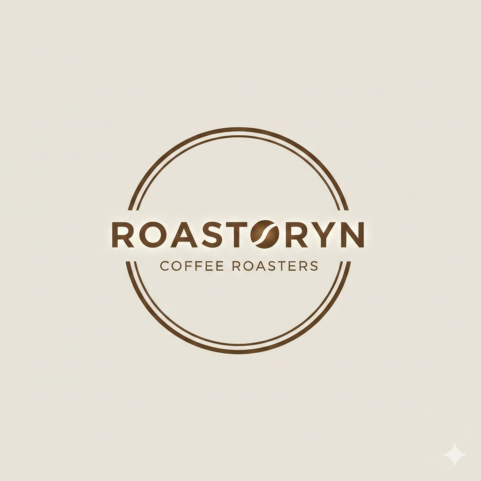 Modern coffee roastery logo design in brown and cream colors google gemini prompt