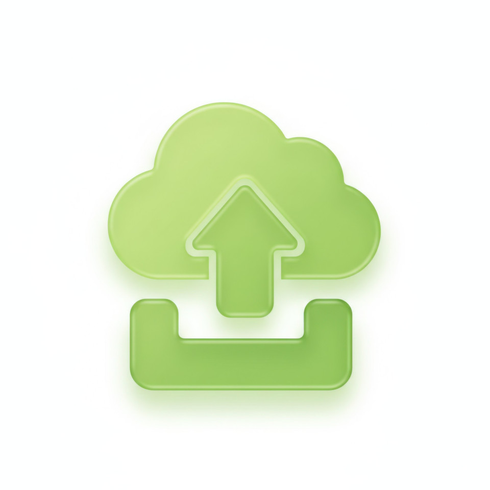 Modern 3d file upload icon for cloud interface google gemini prompt