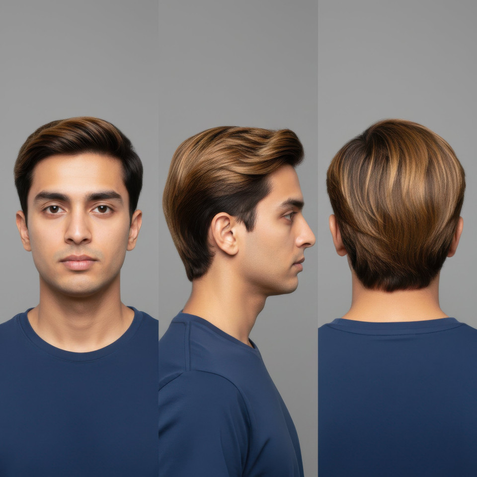 Man classic side part hairstyle multi view studio portrait google gemini prompt