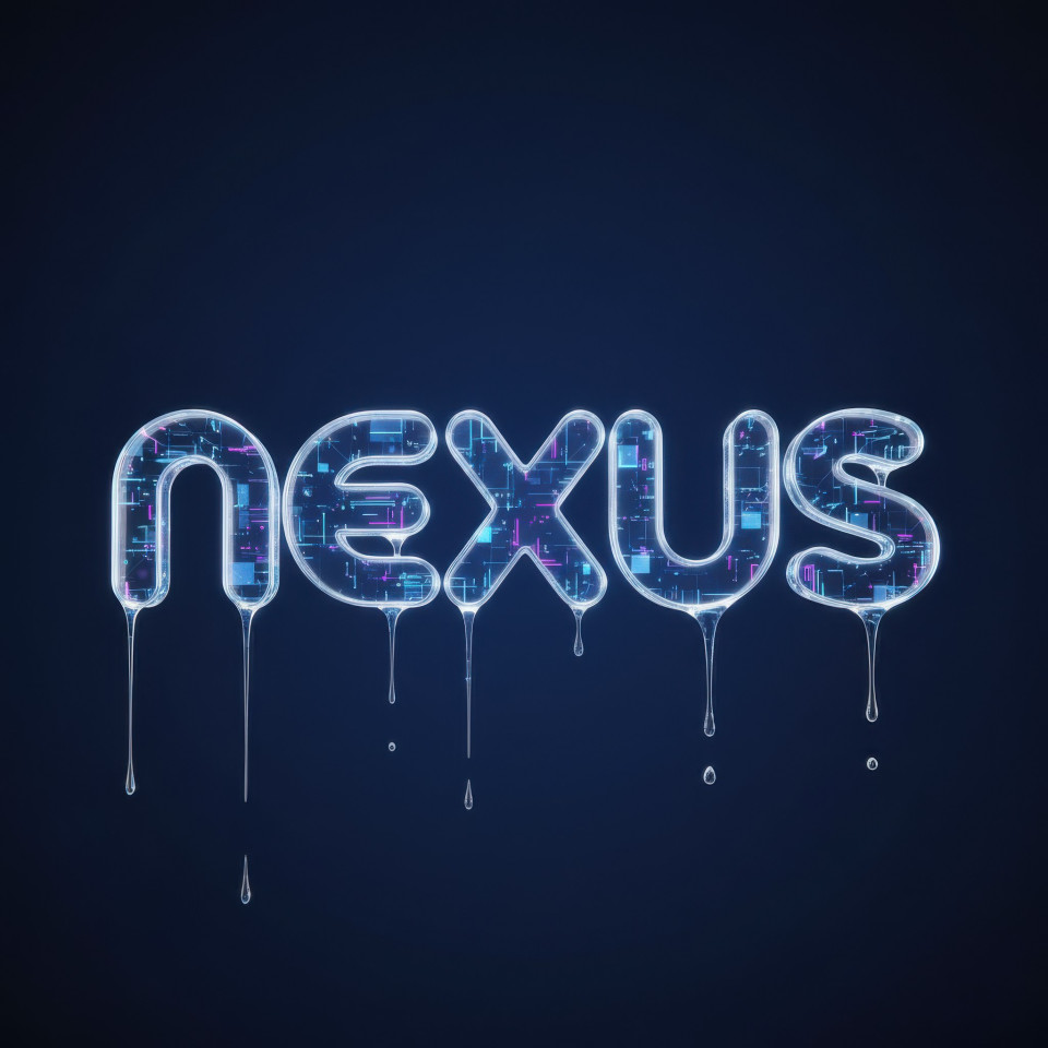 Futuristic neon liquid typography in abstract data space google gemini prompt