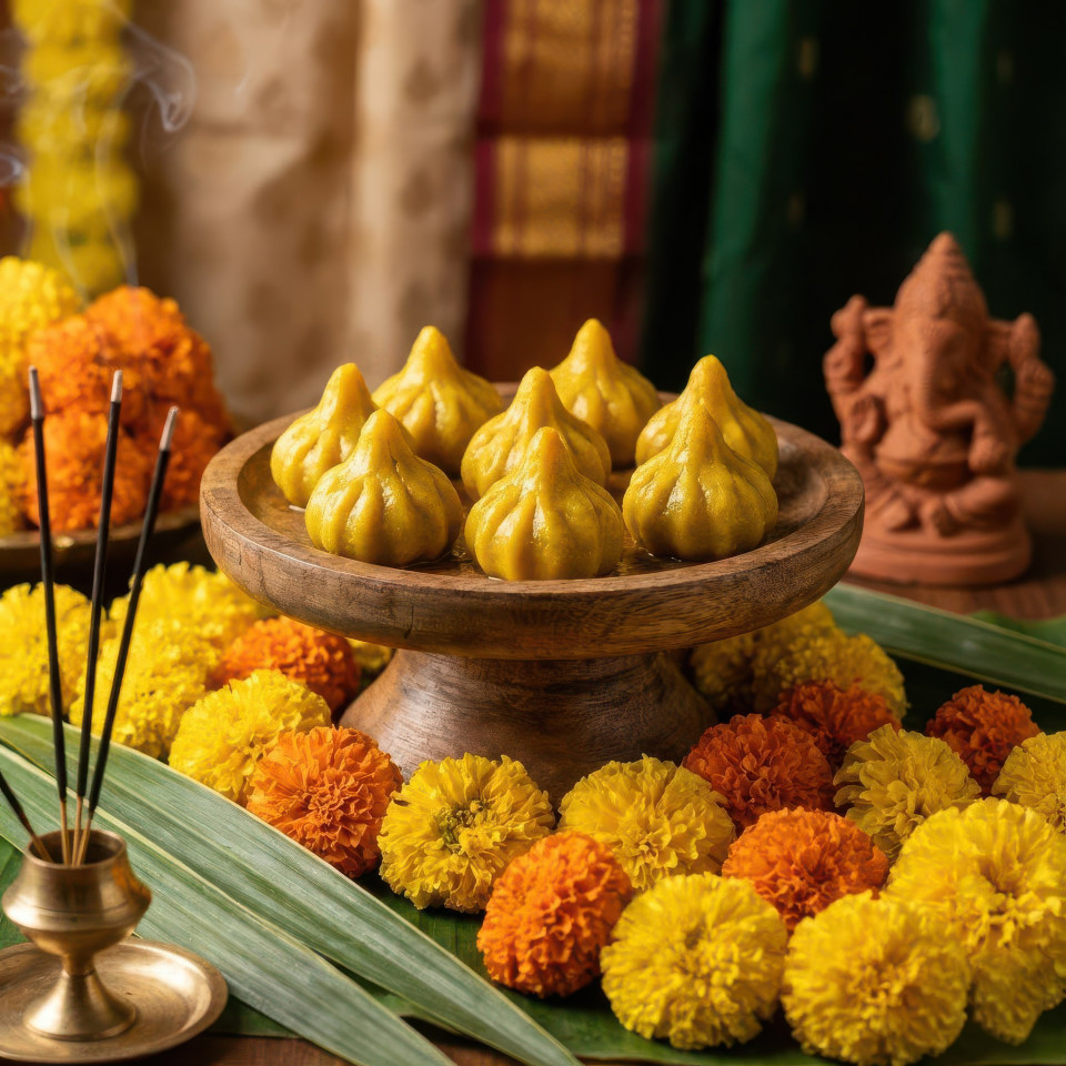 Modak sweet dessert for ganesh chaturthi festival google gemini prompt