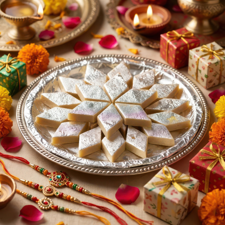 Kaju katli sweet dessert for raksha bandhan festival google gemini prompt