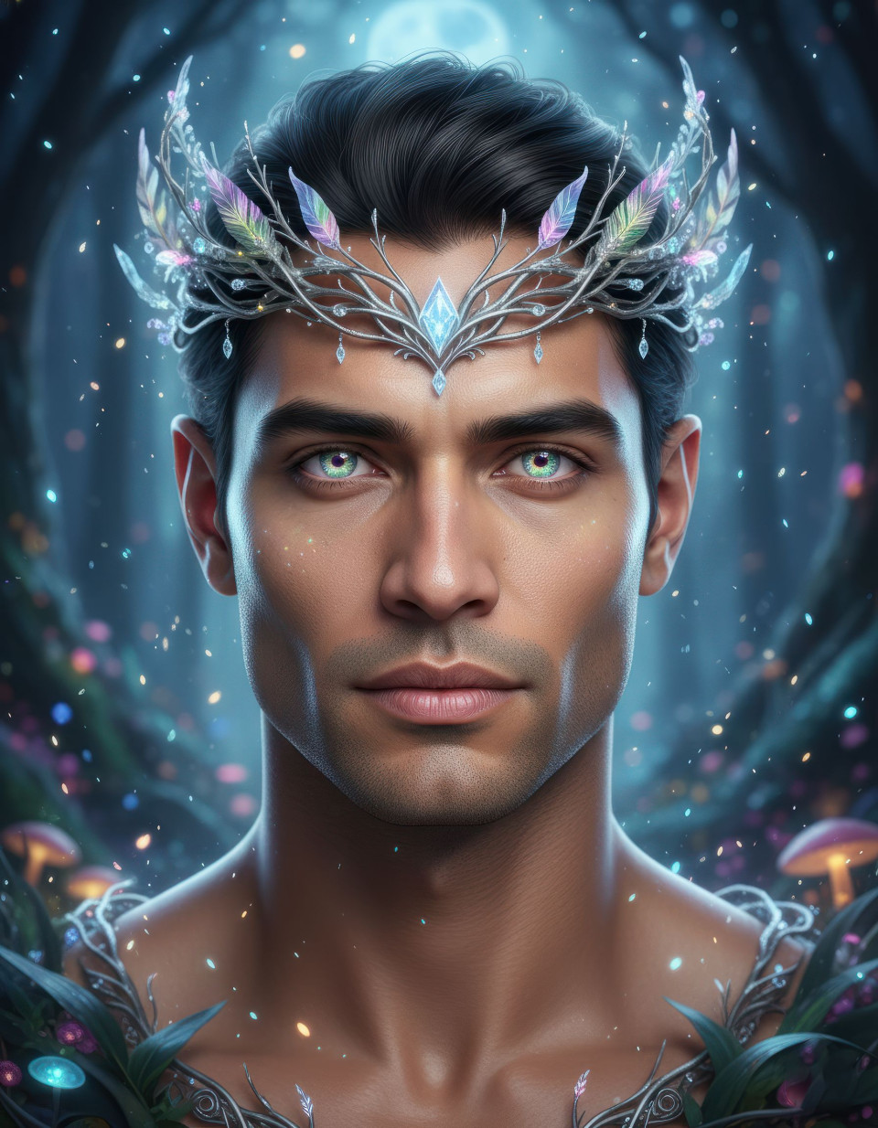 Ultra realistic fantasy fey king portrait with ethereal glow google gemini prompt