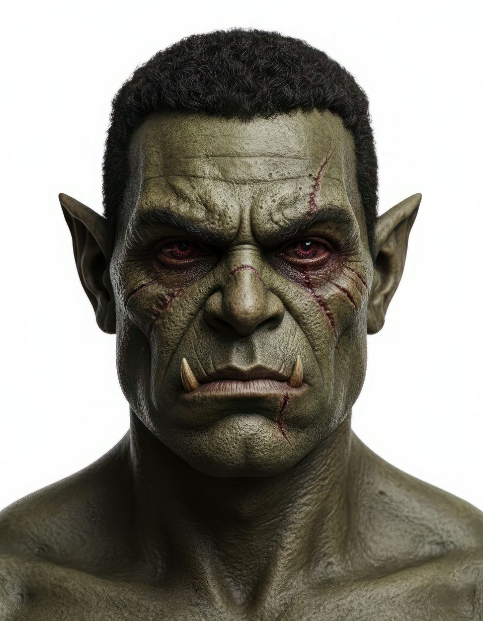 Ultra realistic fantasy orc warlord portrait with dark shadows google gemini prompt