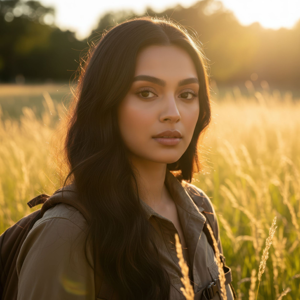 Cinematic portrait of outdoor adventurer in sunlit park google gemini prompt