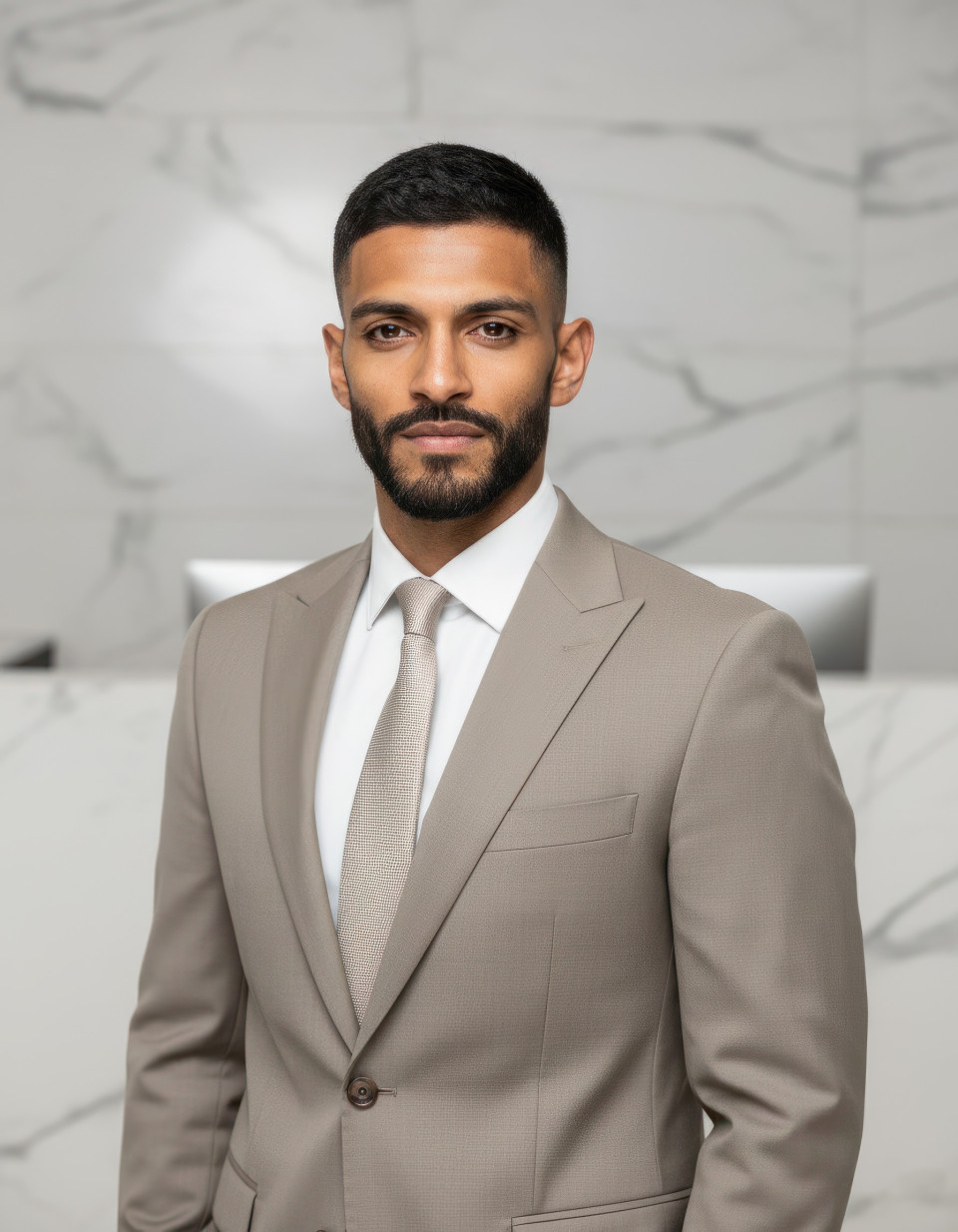 Minimalist reception hr director executive portrait google gemini prompt