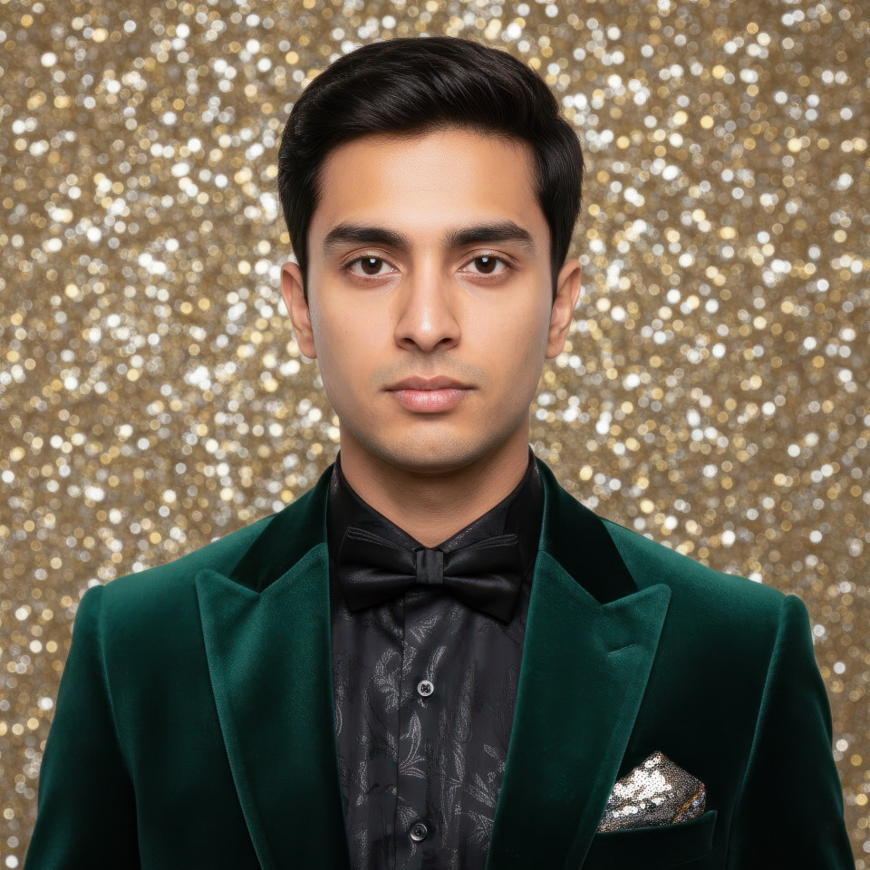 New years eve party portrait of man in luxury outfit google gemini prompt