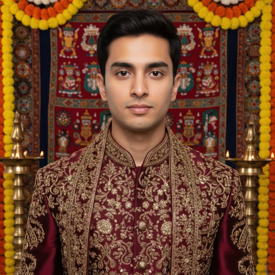 Traditional festival portrait of man in ethnic outfit google gemini prompt