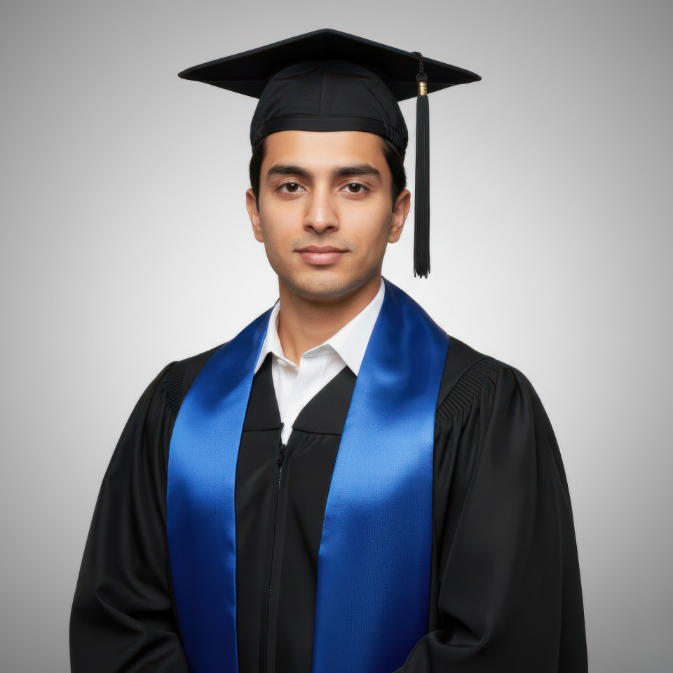 Graduation ceremony portrait of man in academic robe google gemini prompt