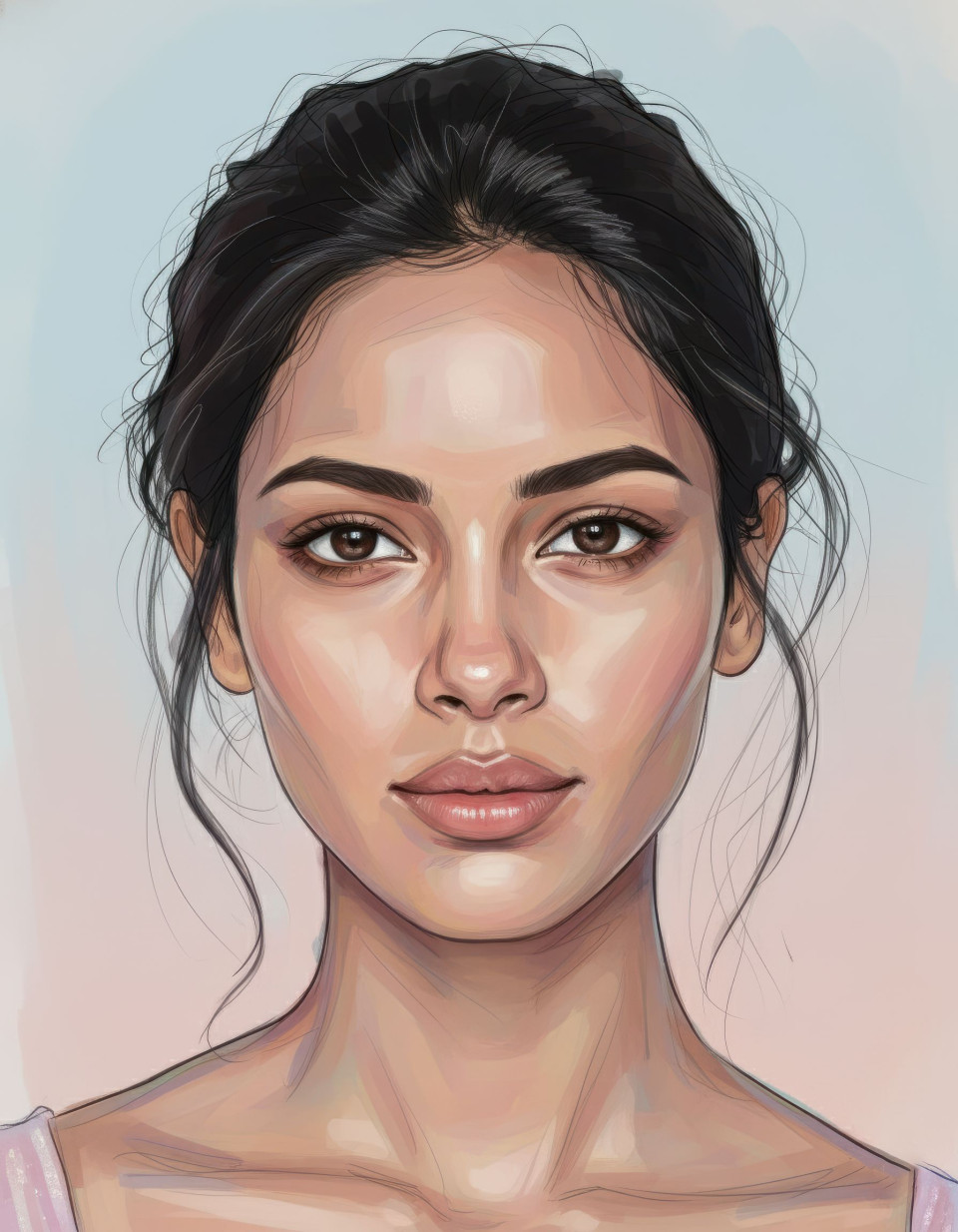 Fashion illustration portrait of young woman google gemini prompt