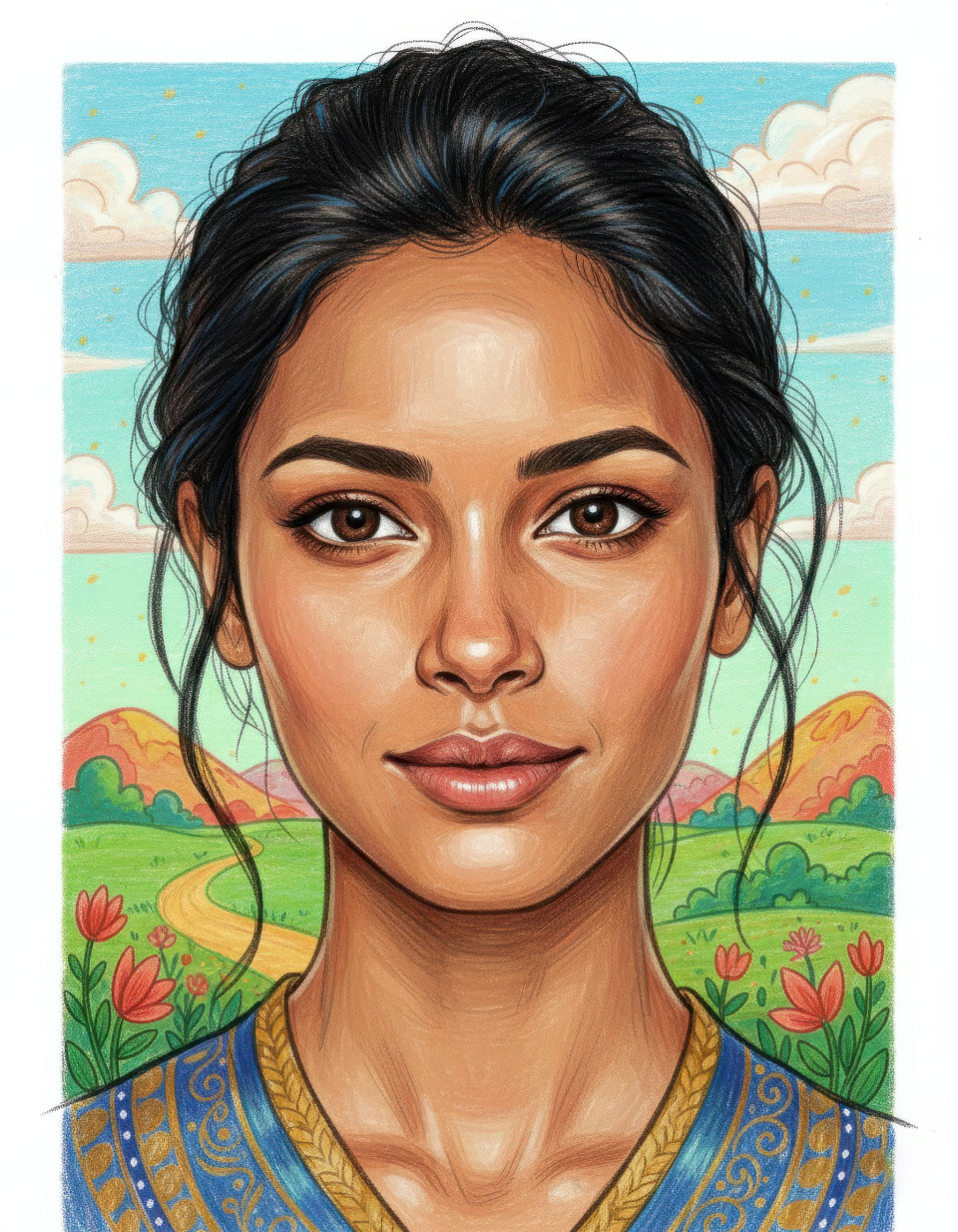 Hand drawn illustration portrait of woman google gemini prompt