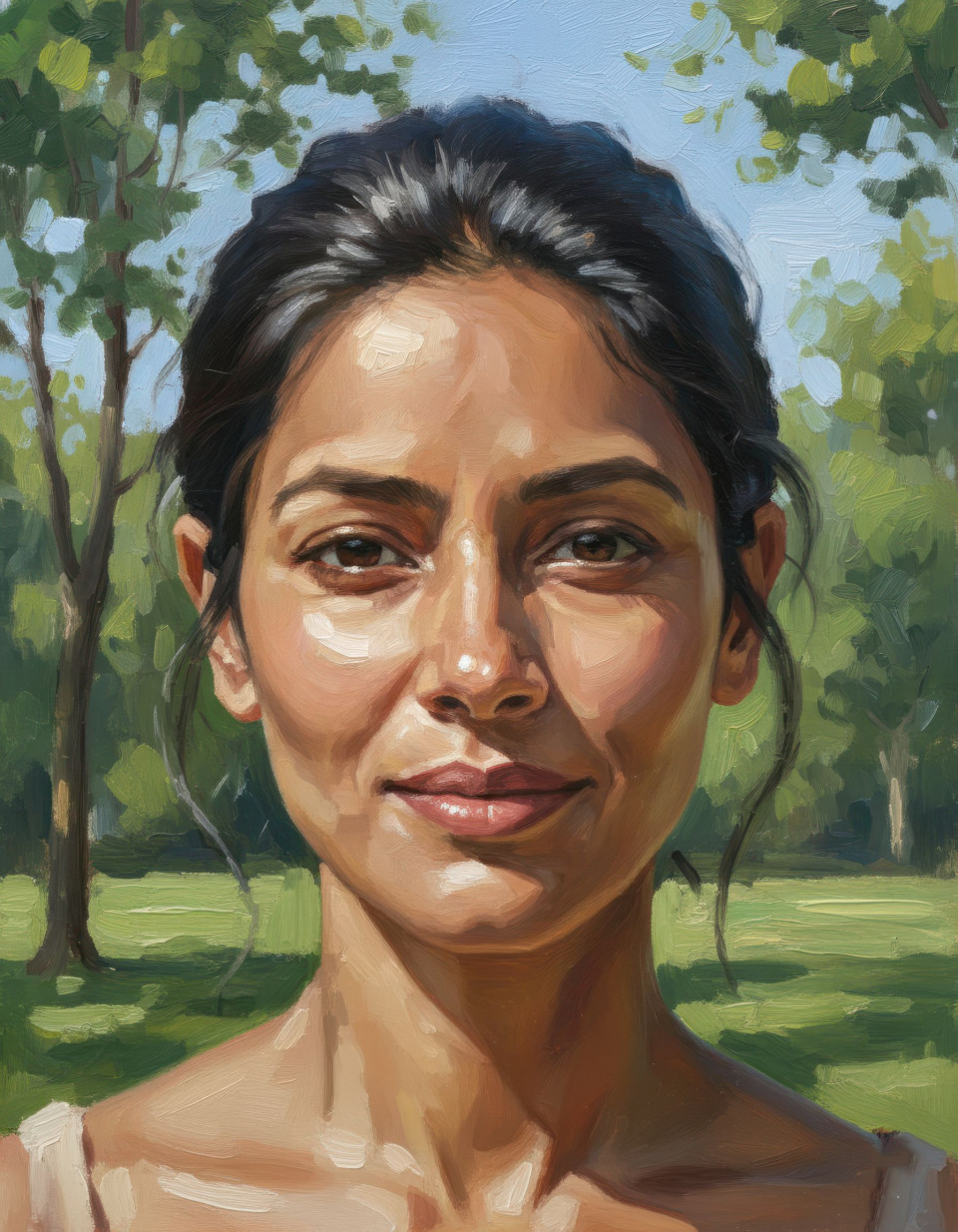 Impressionist portrait of middle aged woman google gemini prompt