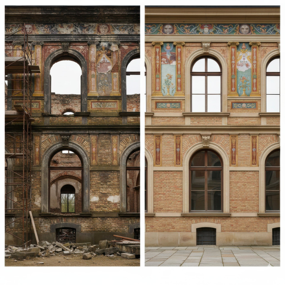 Historic palace conservation comparison visualization google gemini prompt