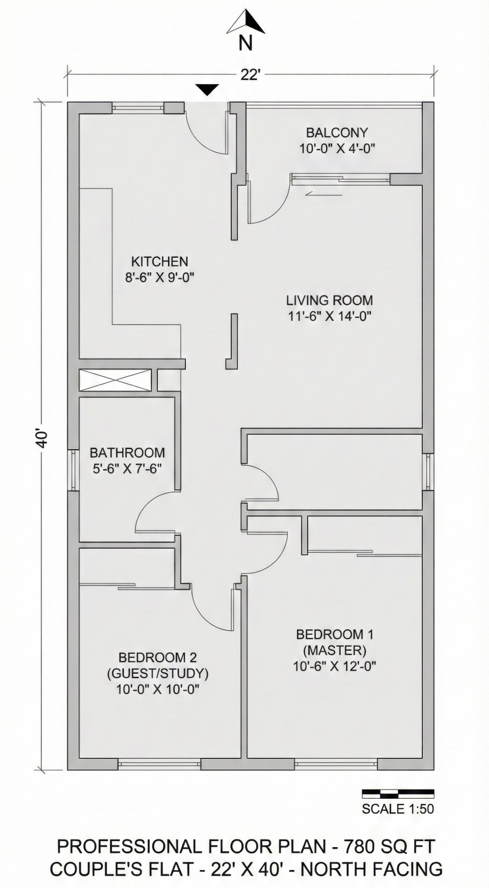Flat floor plan 22x40 ft couple layout google gemini prompt