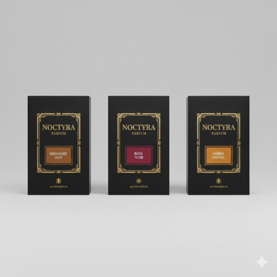 Consistent luxury perfume label system on rigid box google gemini prompt