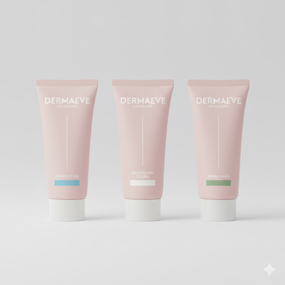 Consistent skincare label system on cosmetic tube google gemini prompt
