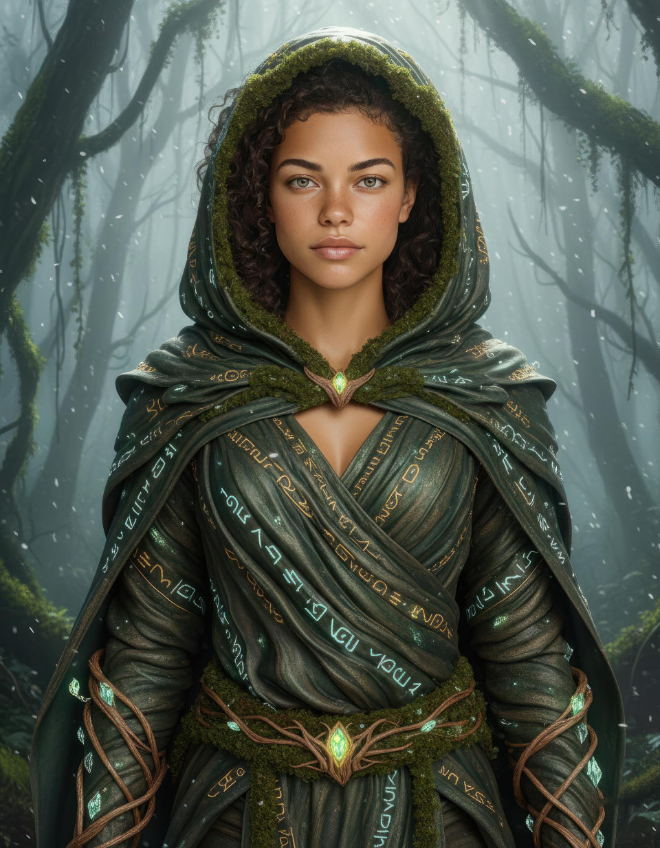 Druidic forest regalia in enchanted woodland google gemini prompt