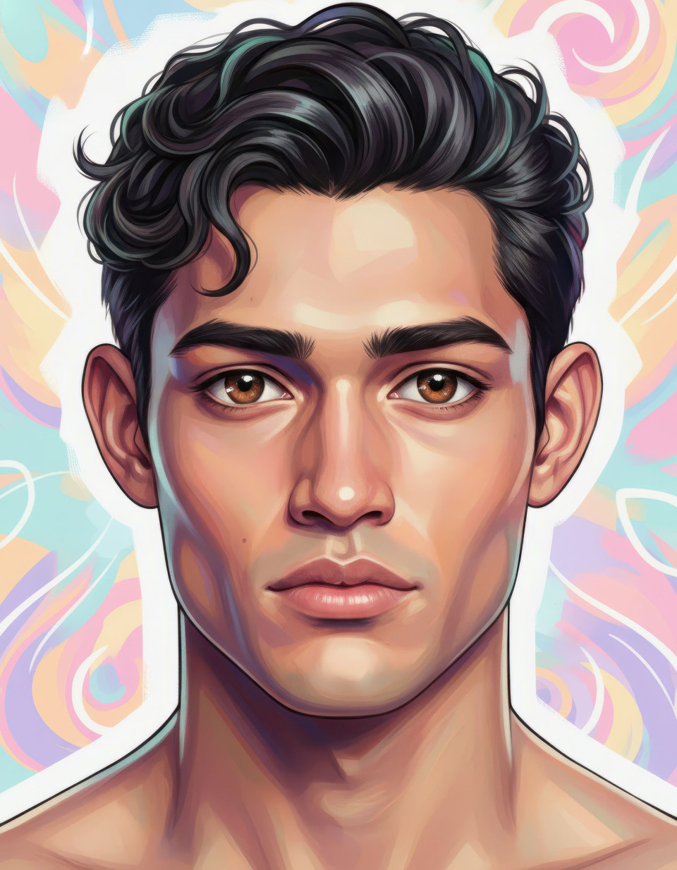 Anime style digital portrait of a man with cheerful colors google gemini prompt